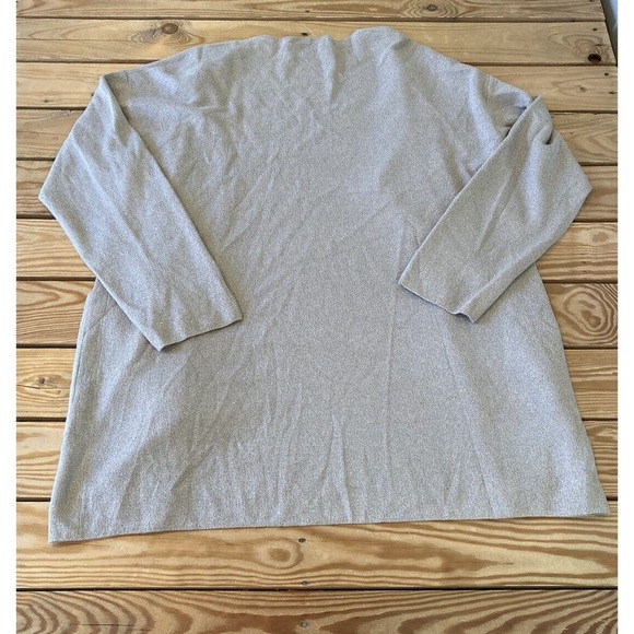 St. John Cardigan Sweater Size Medium Women’s Beige Metallic Open Front - Picture 2 of 8